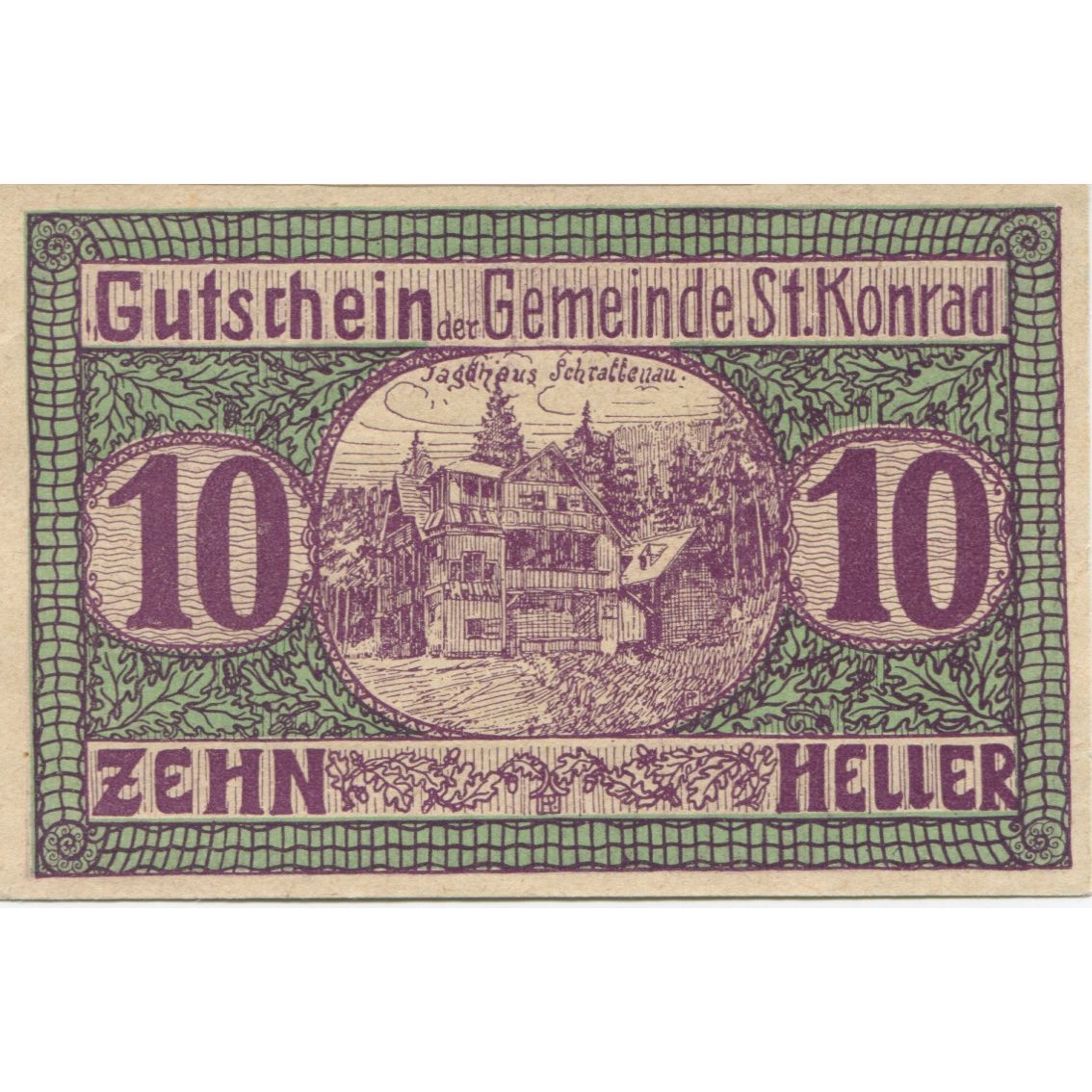 Banknote, Austria, ST KONRAD, 10 Heller, chalet, 1920, UNC(63), Mehl:FS 899