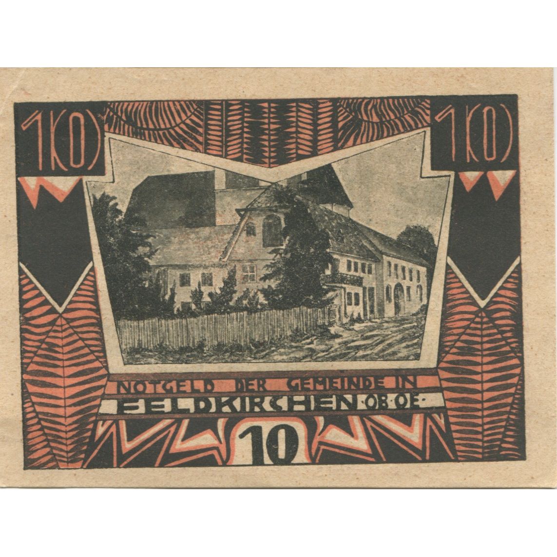 Billet, Autriche, Feldkirchen, 10 Heller, Maison 1921-03-15, SPL Mehl:FS196a