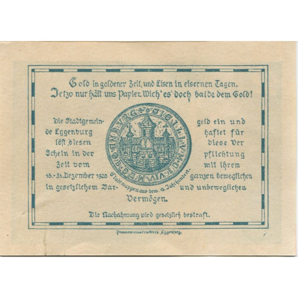 Billet, Autriche, Eggenburg, 10 Heller, château 1920-12-31, SPL, Mehl:FS 162b