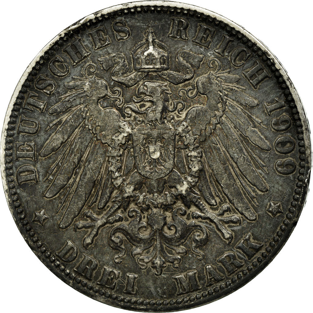 Coin, German States, HAMBURG, 3 Mark, 1909, Hamburg, EF(40-45), Silver, KM:620