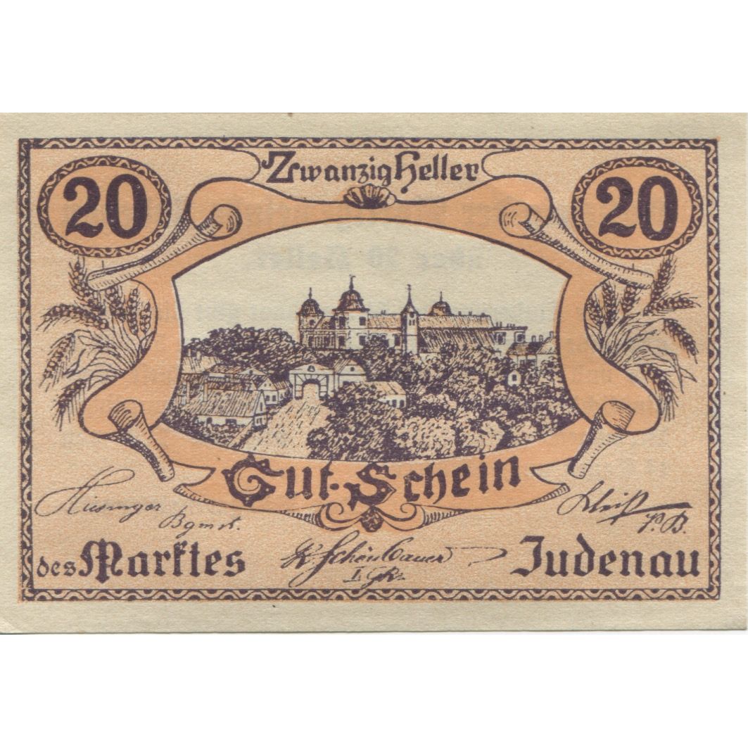 Banknote, Austria, Judenau, 20 Heller, château, 1920, UNC(63), Mehl:FS 420a