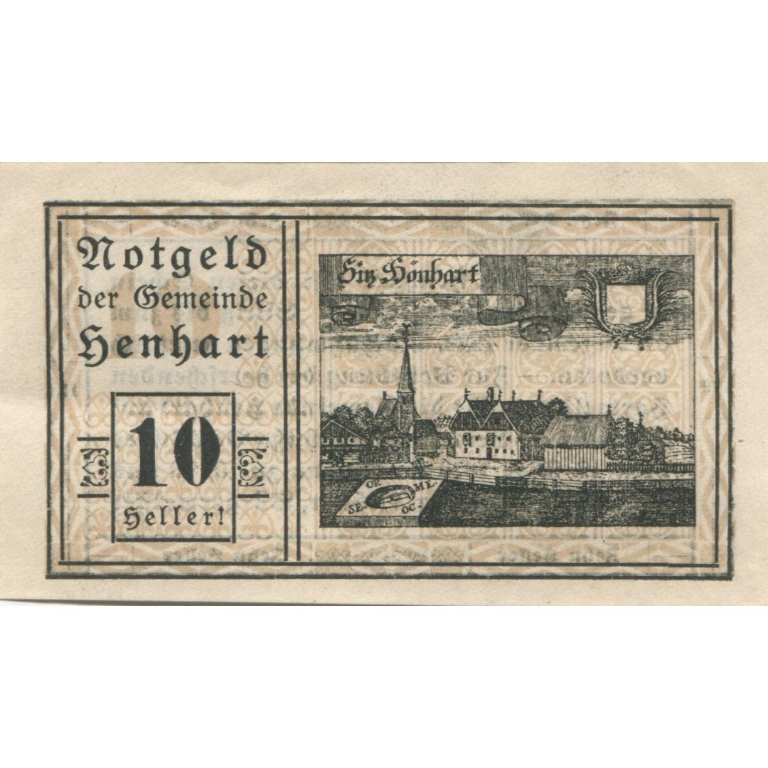 Billet, Autriche, Henhart, 10 Heller, village 1920-12-31, SPL, Mehl:FS 366a