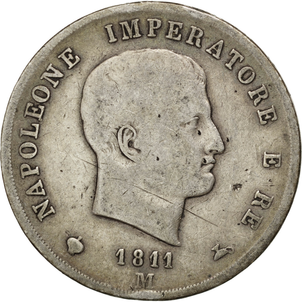 STATI ITALIANI, KINGDOM OF NAPOLEON, Napoleon I, 5 Lire, 1811, Milan, MB, Arg...