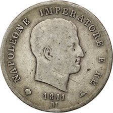 STATI ITALIANI, KINGDOM OF NAPOLEON, Napoleon I, 5 Lire, 1811, Milan, MB, Arg...