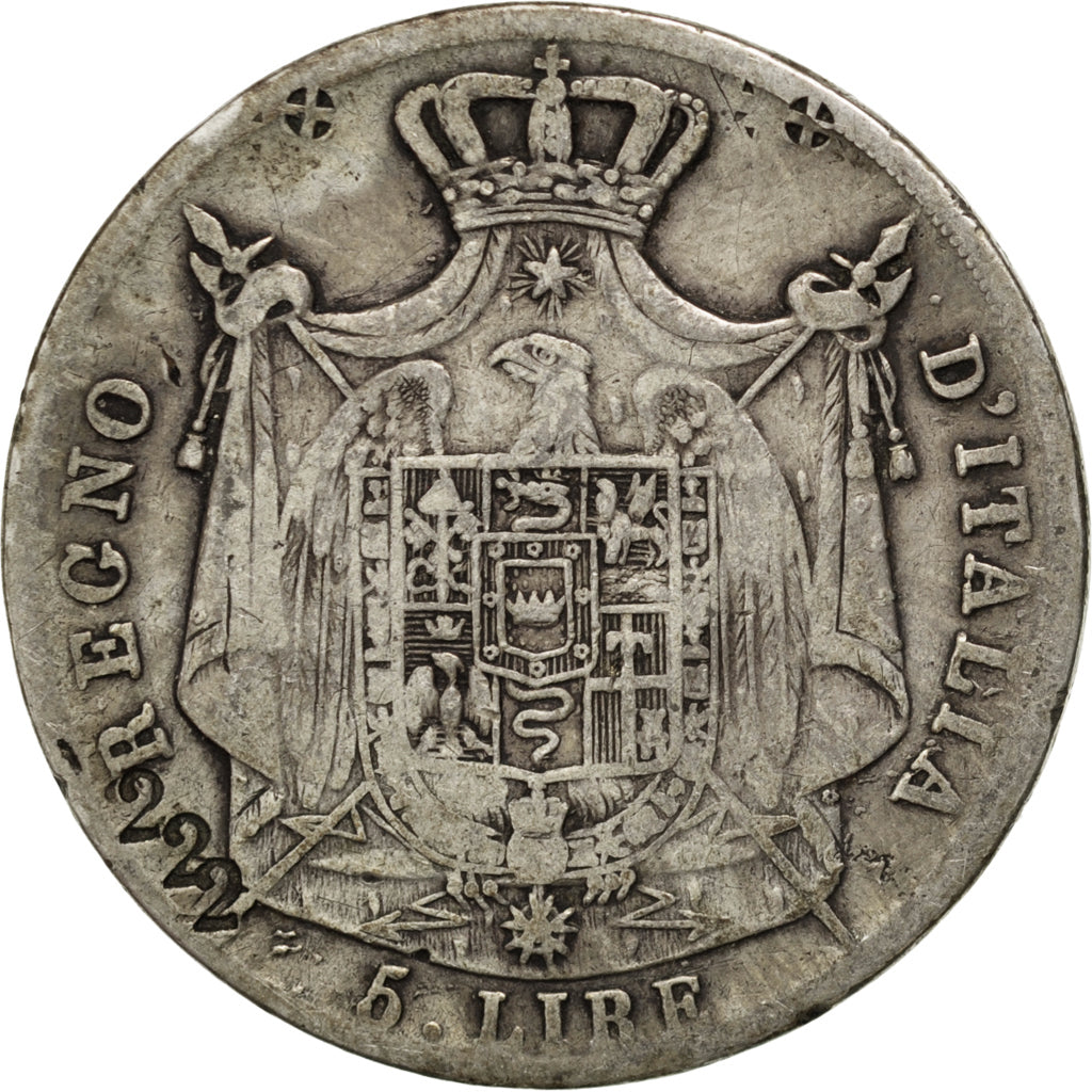 STATI ITALIANI, KINGDOM OF NAPOLEON, Napoleon I, 5 Lire, 1811, Milan, MB, Arg...
