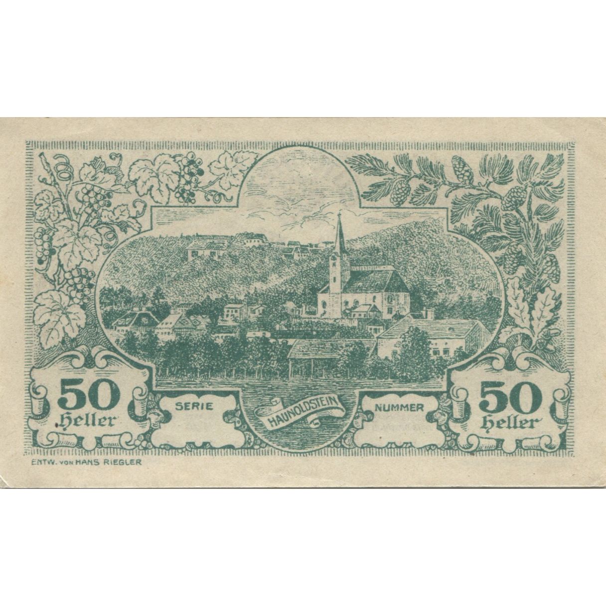 Banknote, Austria, Haunoldstein, 50 Heller, village, 1920 UNC(63) Mehl:FS 356