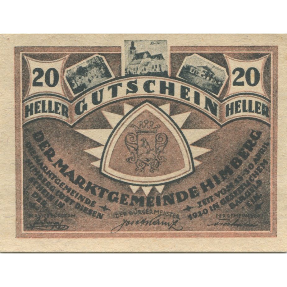 Banknote, Austria, Himberg, 20 Heller, Blason, 1920 UNC(63) Mehl:FS 374a