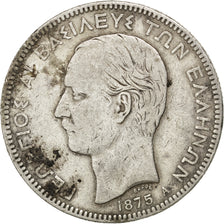 Grecia, George I, 5 Drachmai, 1875, Paris, MB, Argento, KM:46