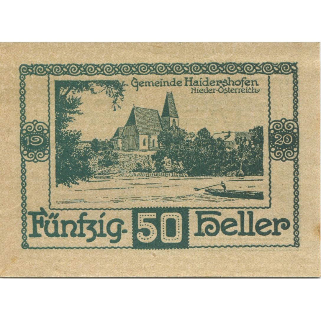 Banknote, Austria, Haidershofen, 50 Heller, Eglise, 1920 UNC(63) Mehl:FS 335Ib