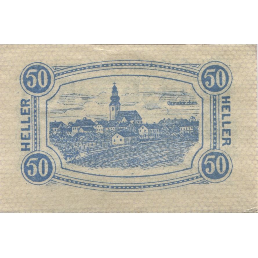 Banknote, Austria, Gunskirchen, 50 Heller, village, 1920 UNC(63) Mehl:FS 309Ib