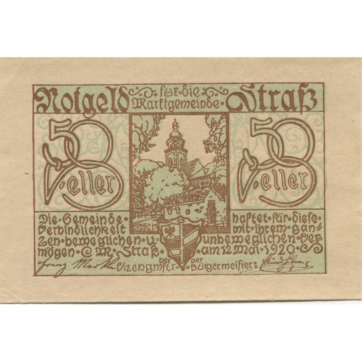 Banknote, Austria, Strass, 50 Heller, Blason 1920-12-31, UNC(63), Mehl:FS 1047b