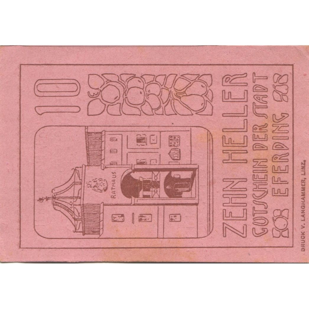 Banknote, Austria, Eferding, 10 Heller, Eglise, 1919, UNC(63), Mehl:FS 152I