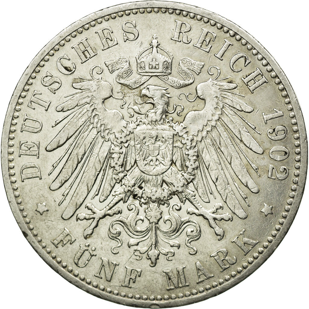 Coin, German States, PRUSSIA, Wilhelm II, 5 Mark, 1902, Berlin, VF(30-35)