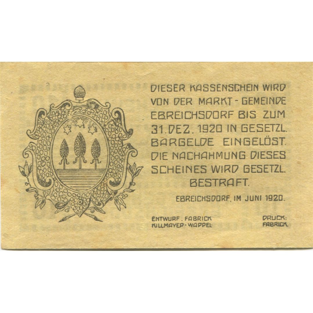 Banknote, Austria, Ebreichsdorf, 10 Heller, place, 1920, UNC(63) Mehl:FS 147
