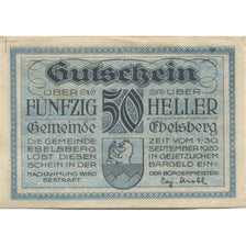 Banconote, Austria, Ebelsberg, 50 Heller, Blason, 1920 SPL, Mehl:FS 140Ia