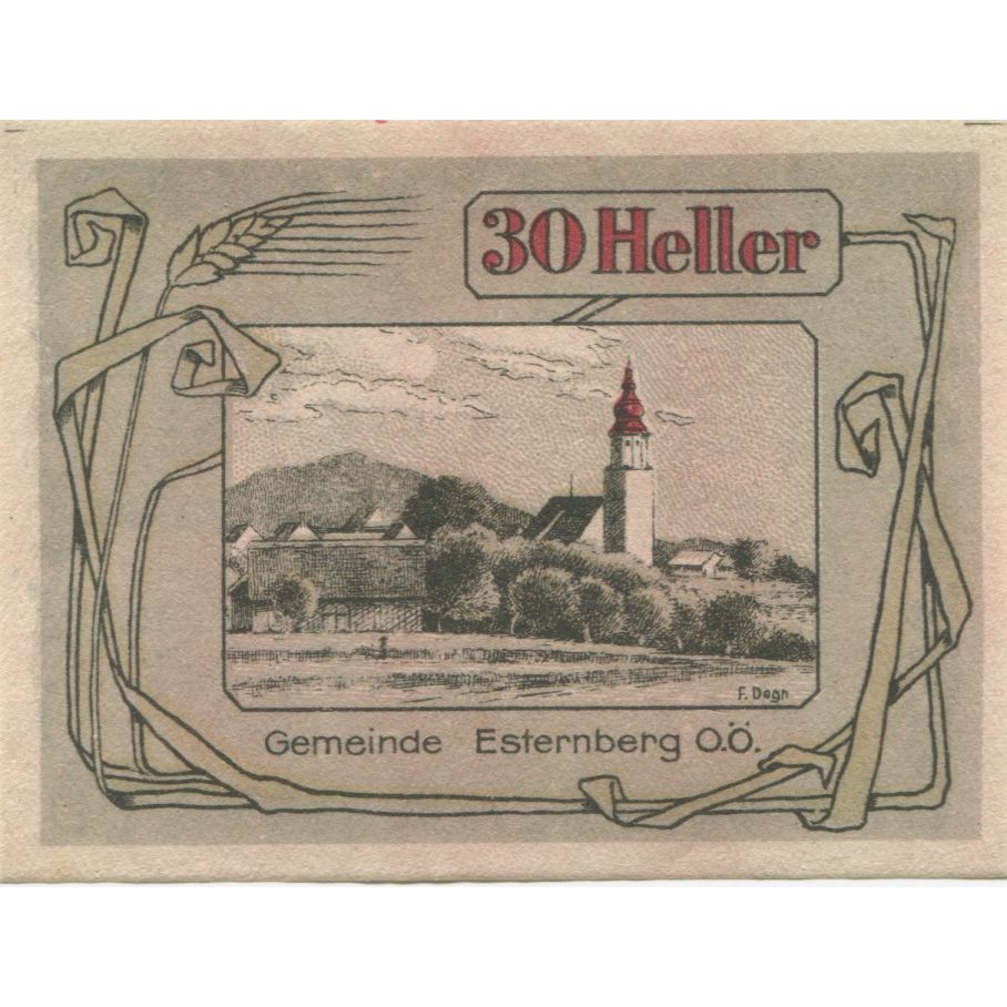 Banconote, Austria, Esternberg, 30 Heller, village 1920-12-31, SPL Mehl:FS 189