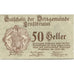 Banknote, Austria, Ernstbrunn, 50 Heller, Blason, 1921, UNC(63) Mehl:FS 183a
