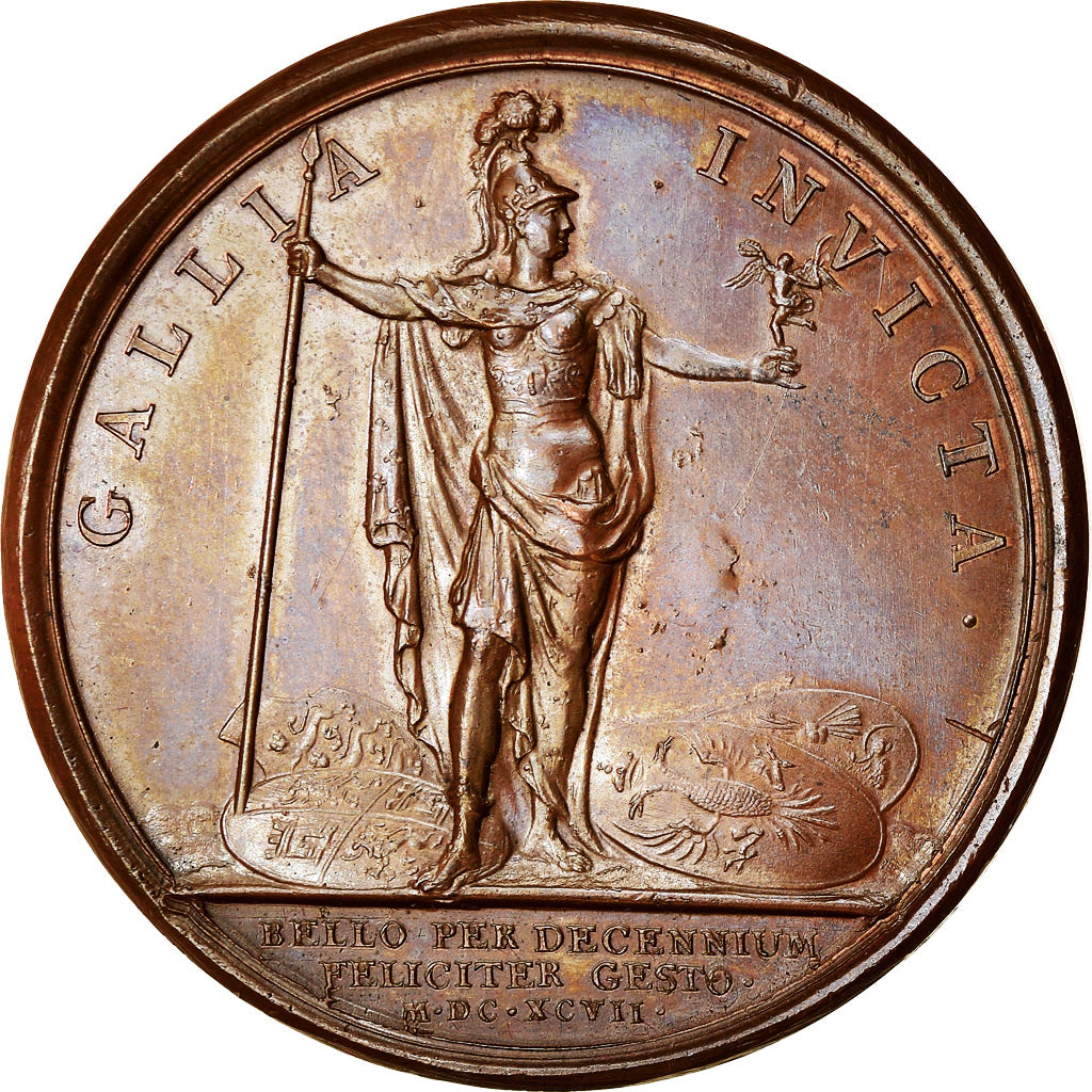 France, Medal, Louis XIV, La France toujours Victorieuse, 1697, Copper, Mauger