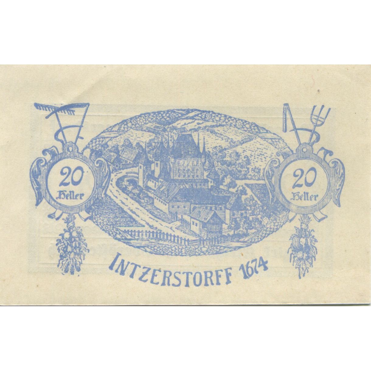 Banconote, Austria, Inzersdorf, 20 Heller, château 1, 1920 SPL Mehl:FS 415Ia