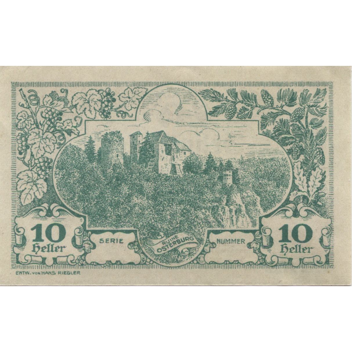 Banknote, Austria, Haunoldstein, 10 Heller, paysage, 1920 UNC(63) Mehl:FS 356