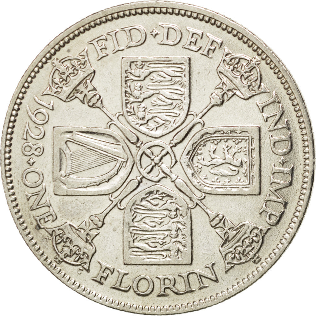 GREAT BRITAIN, Florin, Two Shillings, 1928, KM #834, EF(40-45), Silver, 28.3,...