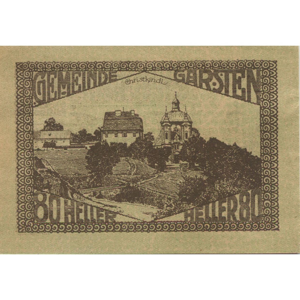 Banknote, Austria, Garsten, 80 Heller, Eglise, 1920, UNC(63), Mehl:FS 224