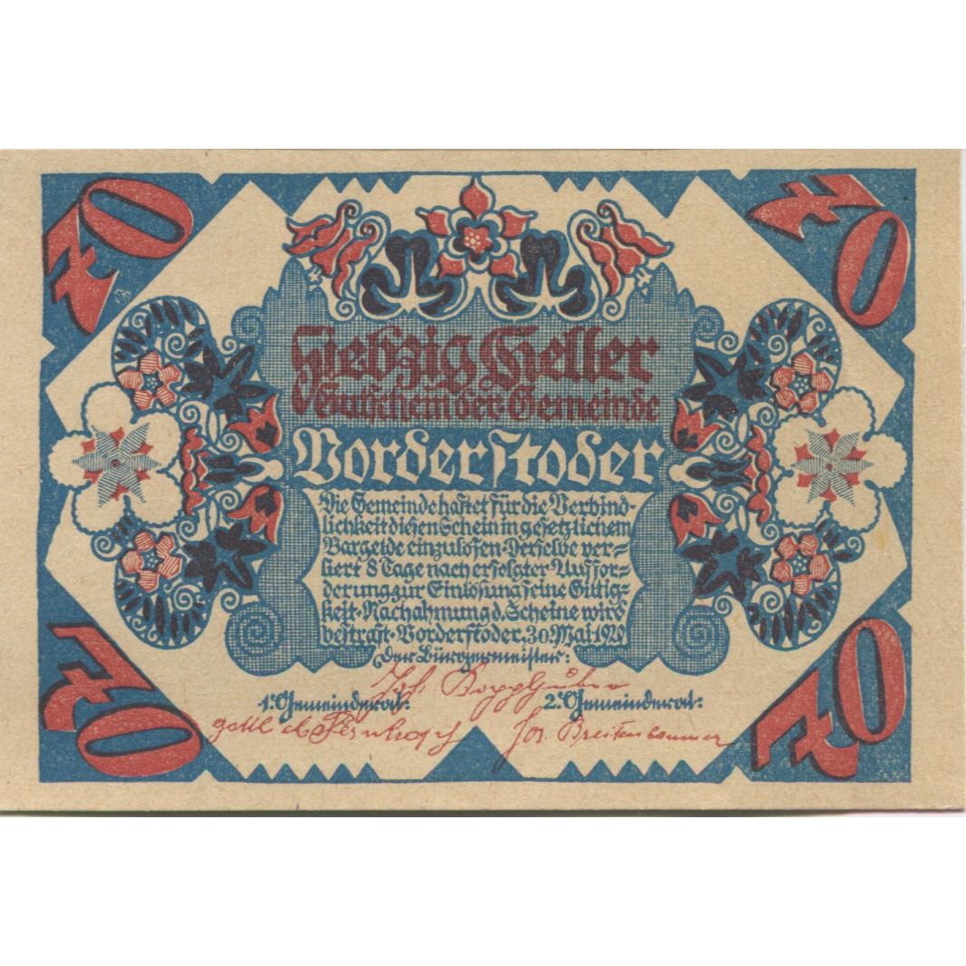 Banknote, Austria, Vorderstoder, 70 Heller, Fleur, 1920, UNC(63), Mehl:FS 1120