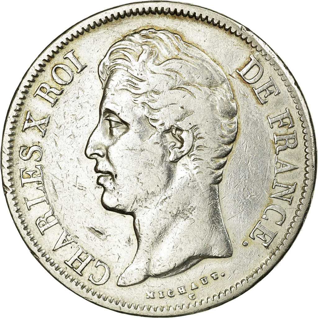Moneda, Francia, Charles X, 5 Francs, 1830, Perpignan, BC+, Plata, KM:728.11