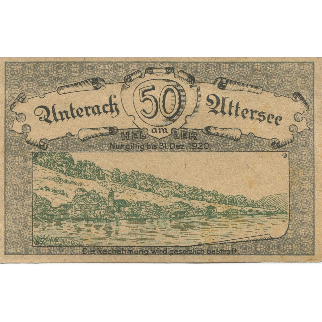 Banconote, Austria, Attersee, 50 Heller, Forêt, 1920, SPL-, Mehl:FS 988
