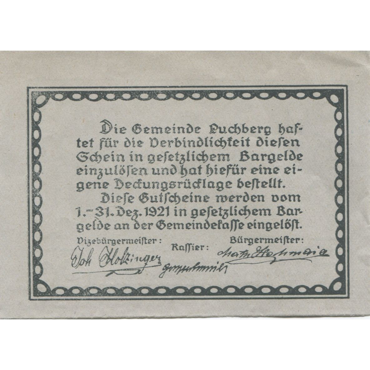 Banknote, Austria, Puchberg, 50 Heller, château, 1921 UNC(63) Mehl: FS 785a