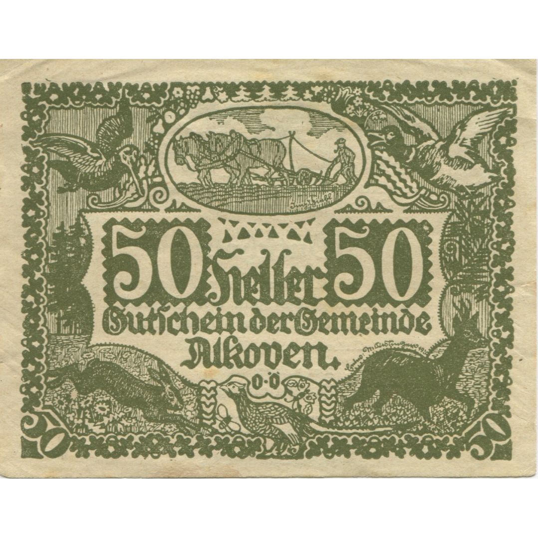 Banknote, Austria, Alkoven, 50 Heller, champs, 1920 AU(55-58) Mehl:FS 18Ia