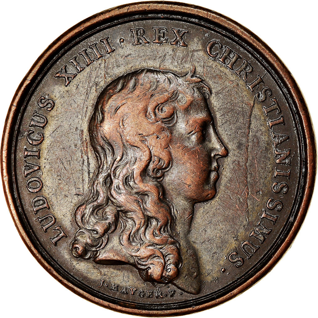France, Medal, Louis XIV, Campagne de Flandre, History, 1649, Mauger, VF(30-35)