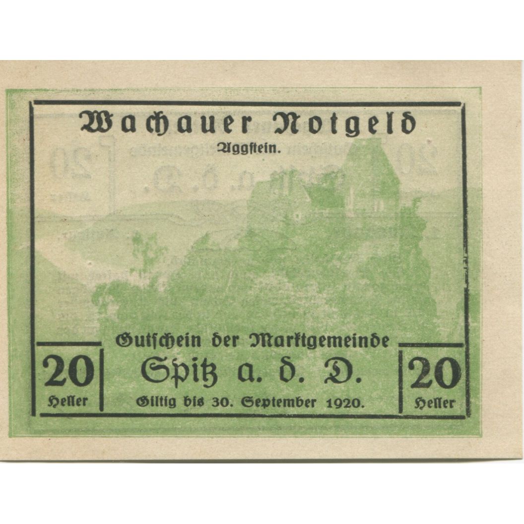 Banknote, Austria, Spitz, 20 Heller, château, 1920 UNC(63) Mehl:FS 1122