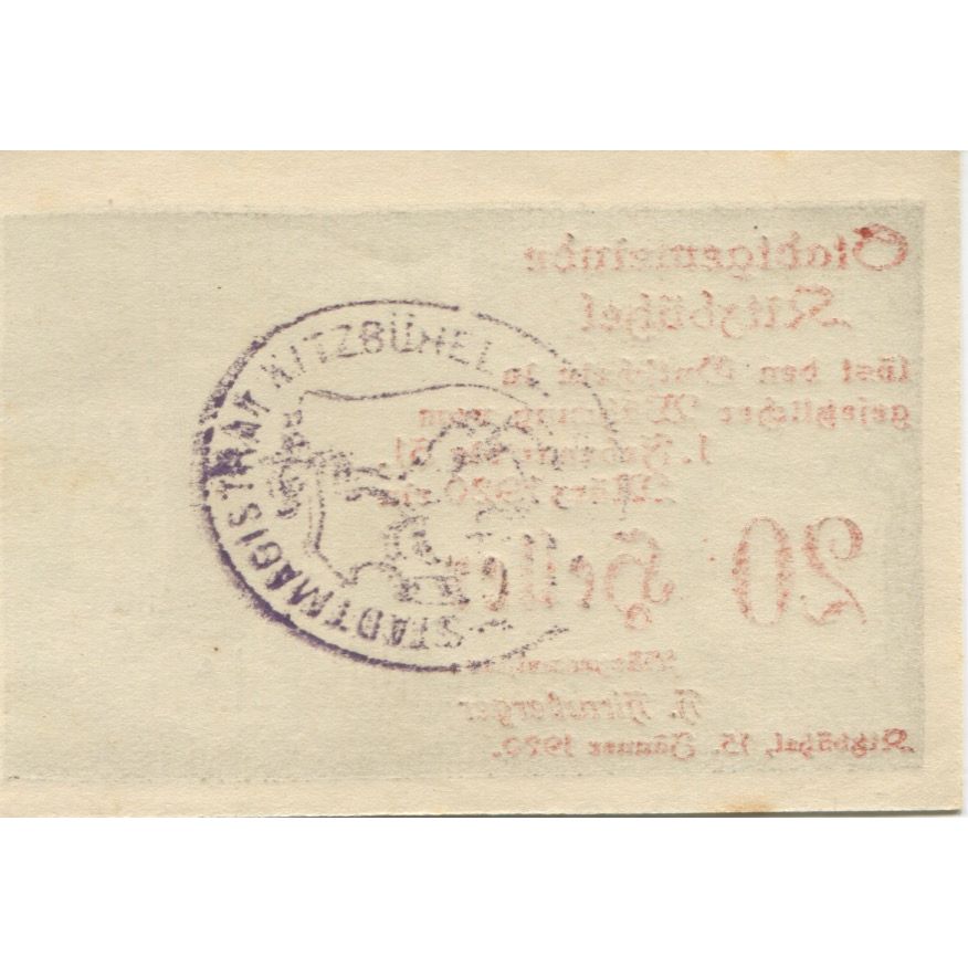Banknote, Austria, Kitzbühel, 20 Heller, Eglise, 1920 UNC(63) Mehl:FS 449d