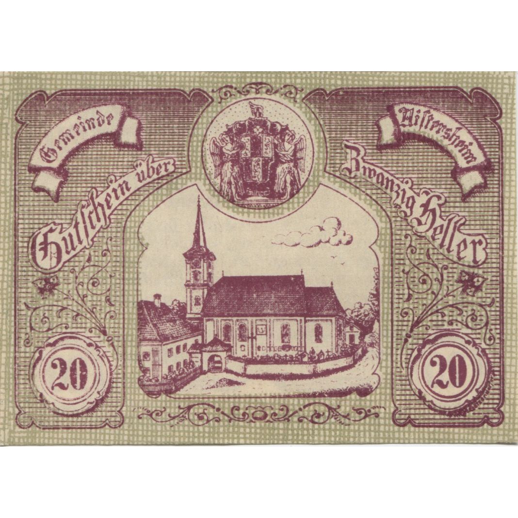 Banknote, Austria, Aistersheim, 20 Heller, Eglise, 1921 UNC(63) Mehl:FS 15a