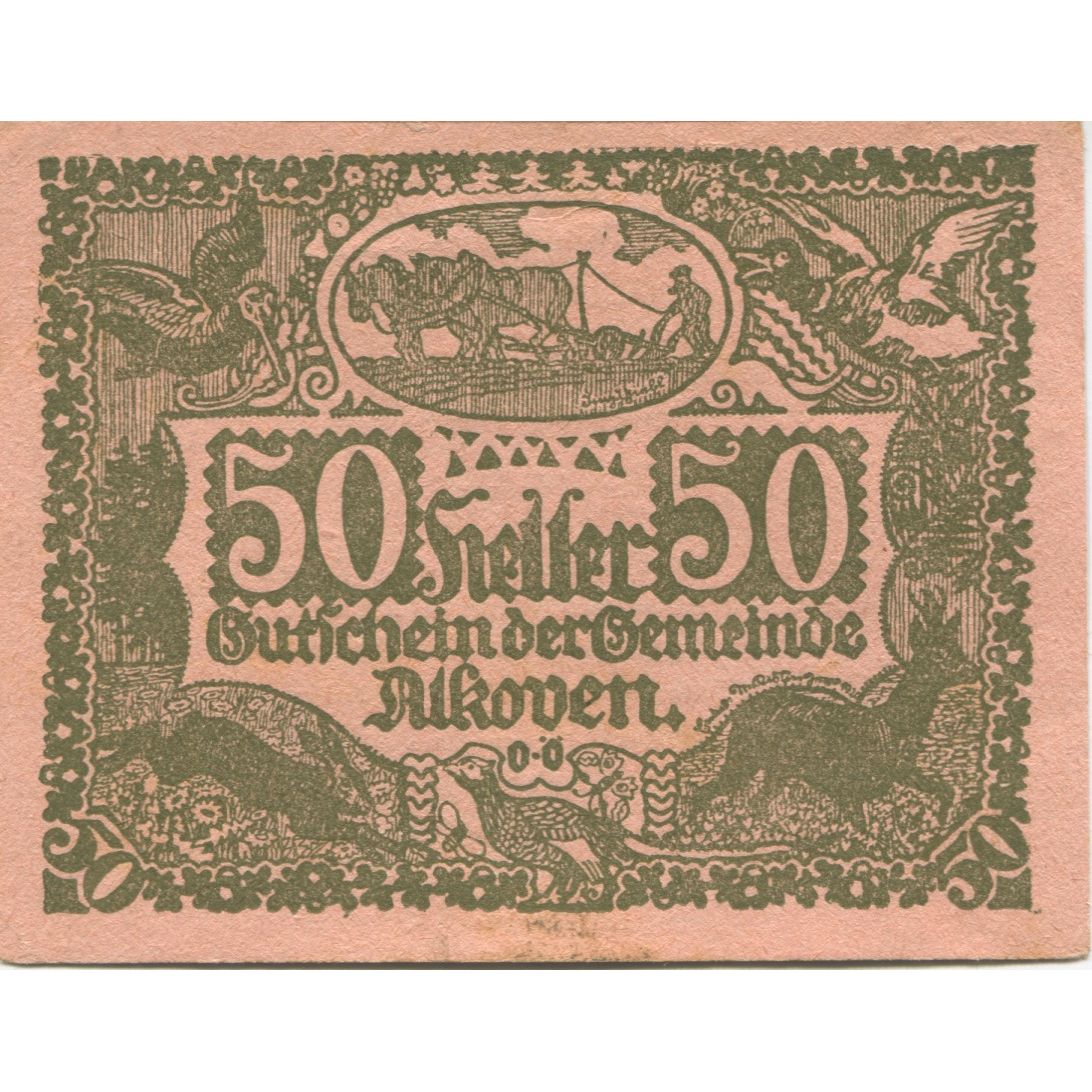 Banconote, Austria, Alkoven, 50 Heller, champs 1920-12-31, SPL- Mehl:FS 18Ia