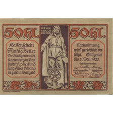 Banknote, Austria, Rattenberg, 50 Heller, statue, 1920 UNC(63) Mehl:FS 821I