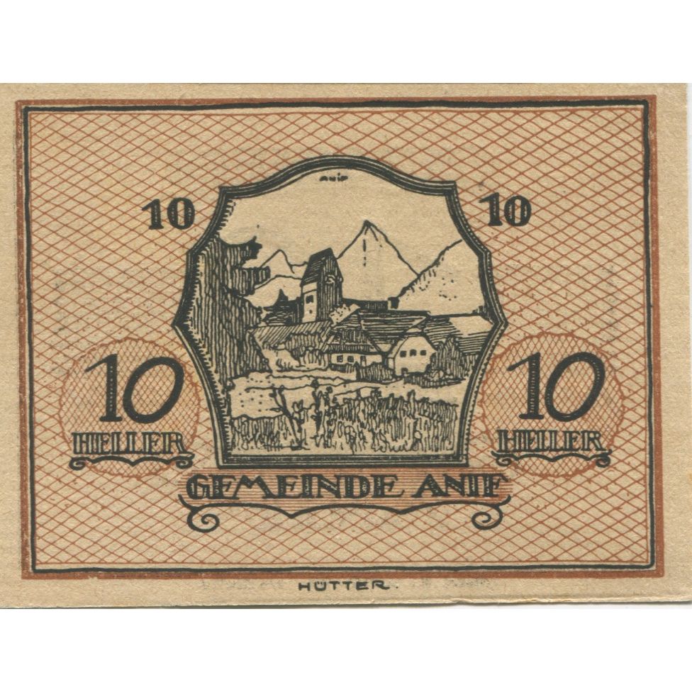 Nota, Áustria, Anif, 10 Heller, Eglise, 1920, 1920-12-15, UNC(63), Mehl:FS 43a