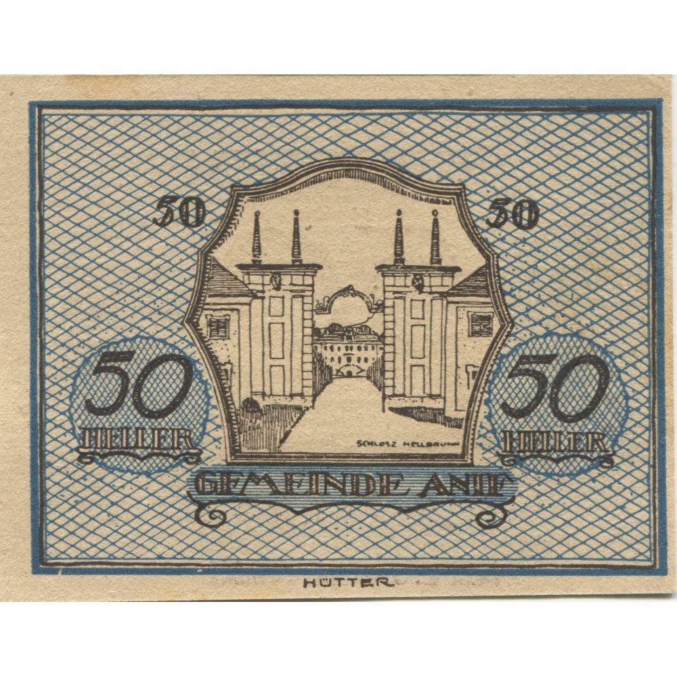 Nota, Áustria, Anif, 50 Heller, porte, 1920, 1920-12-15, UNC(63), Mehl:FS 43b