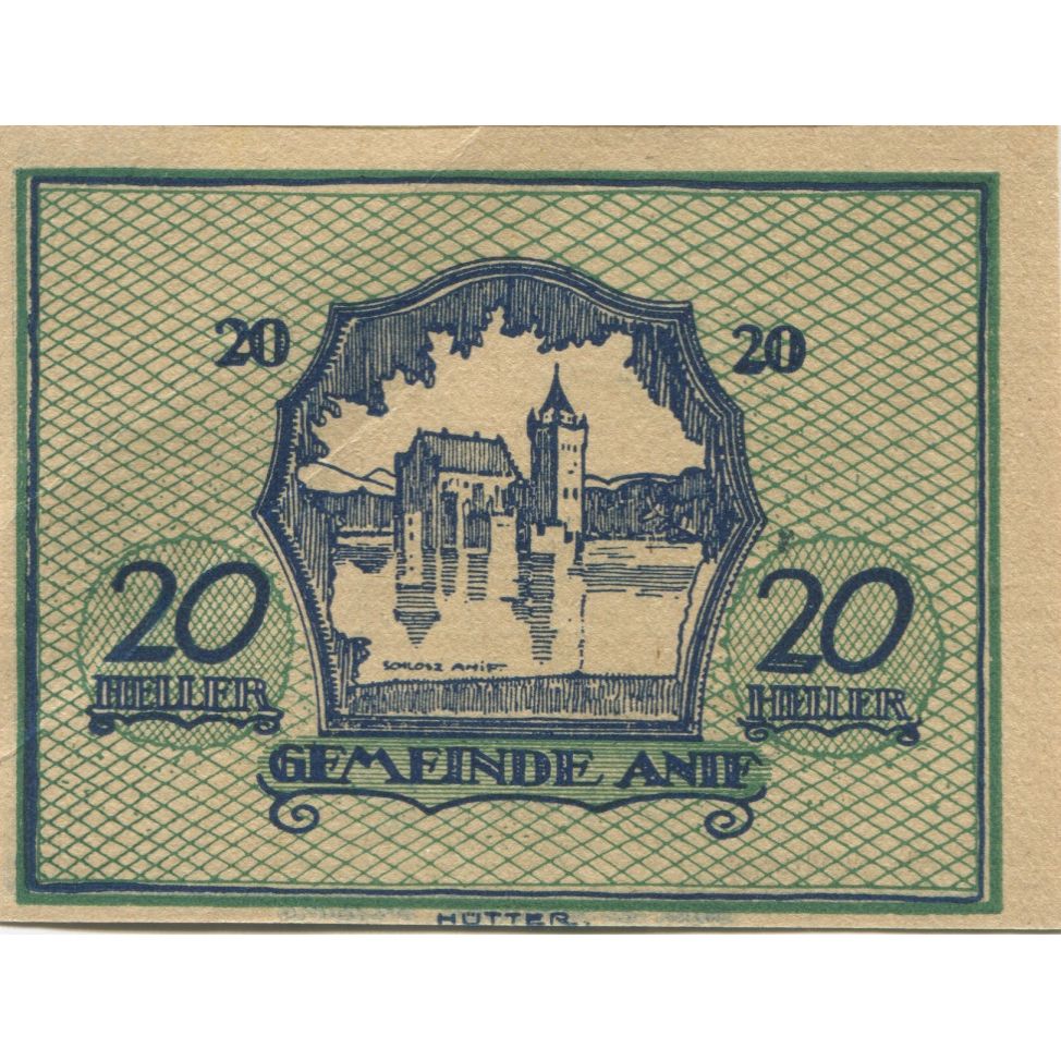 Nota, Áustria, Anif, 20 Heller, Eglise, 1920, 1920-12-15, UNC(63), Mehl:FS 43a