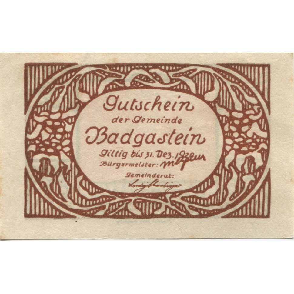 Nota, Áustria, Bad Gastein, 30 Heller, montagne 1920-12-31, UNC(63) Mehl:FS 75Ia