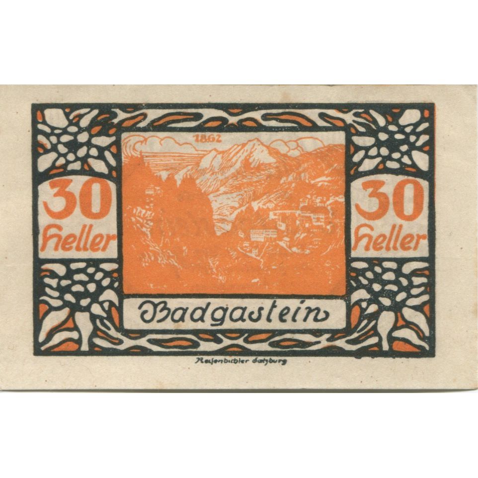 Nota, Áustria, Bad Gastein, 30 Heller, montagne 1920-12-31, UNC(63) Mehl:FS 75Ia