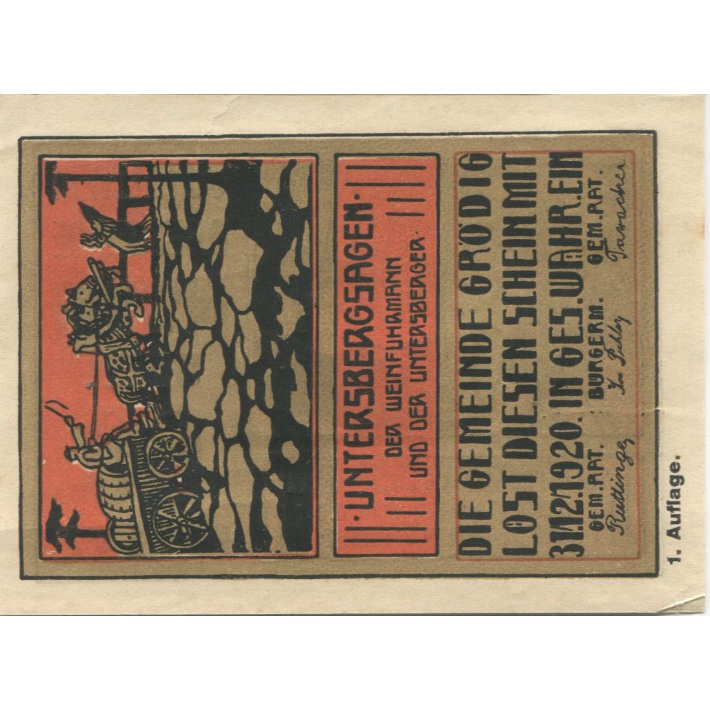 Banknote, Austria, Grödig, 60 Heller, armée, 1920 UNC(63) Mehl:FS 290a