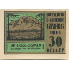 Banknote, Austria, Grödig, 30 Heller, paysage, 1920 UNC(63) Mehl:FS 290e