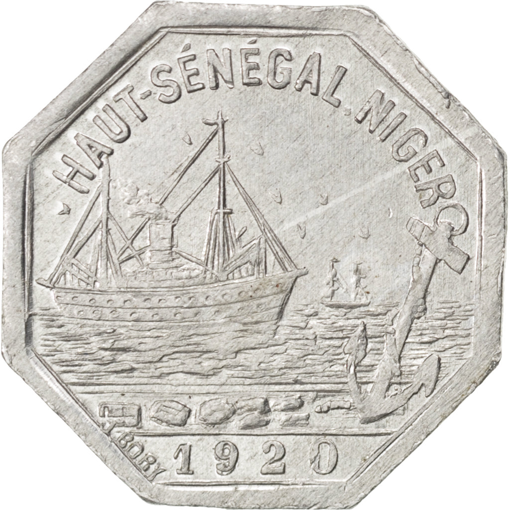 SENEGAL, 5 Centimes, 1920, KM #Tn7, MS(60-62), Aluminum, Lecompte #1, 0.77