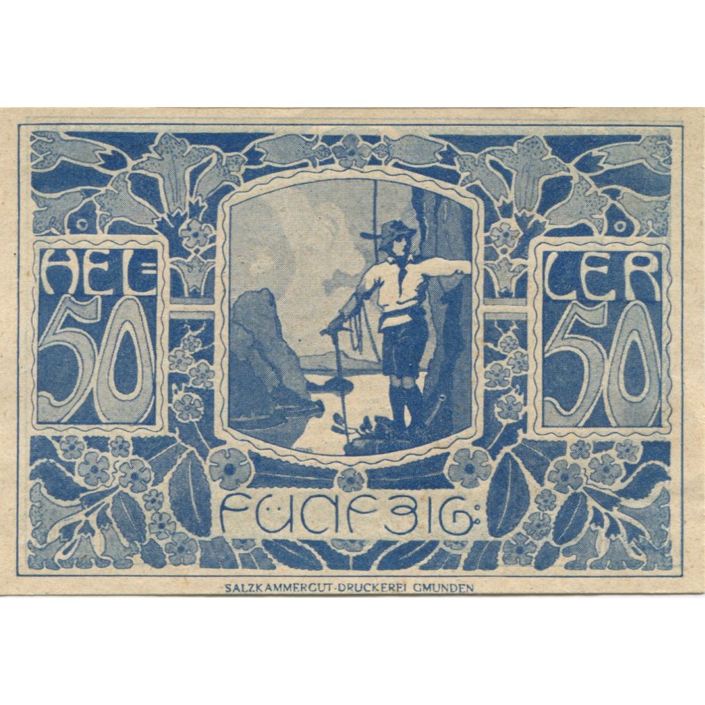 Banknote, Austria, Ebensee, 50 Heller, personnage, 1920 UNC(63) Mehl:FS 143