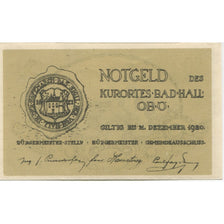 Banknote, Austria, Bad Hall, 50 Heller, village, 1920 UNC(63) Mehl:FS 76Ia