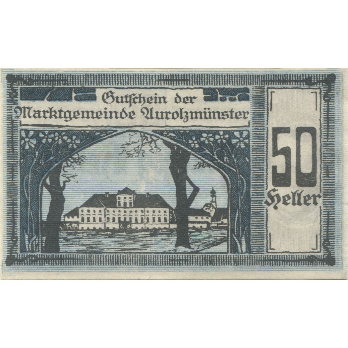 Banknote, Austria, Aurolzmunster, 50 Heller, portrait, 1920 UNC(63) Mehl:FS 69a