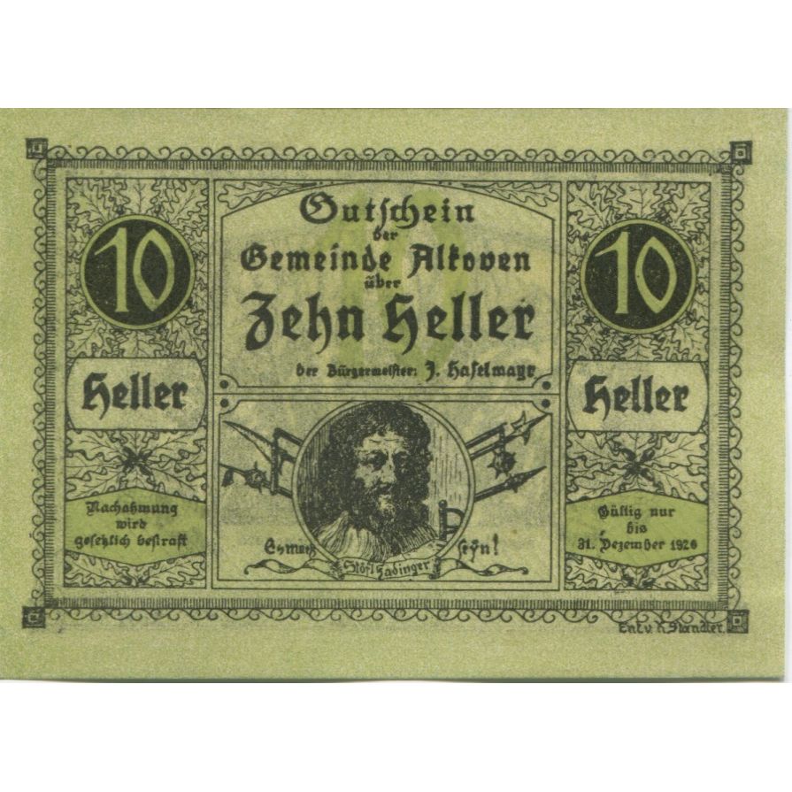 Banknote, Austria, Alkoven, 10 Heller, Forêt 1920-12-31, UNC(63), Mehl:FS18IIc