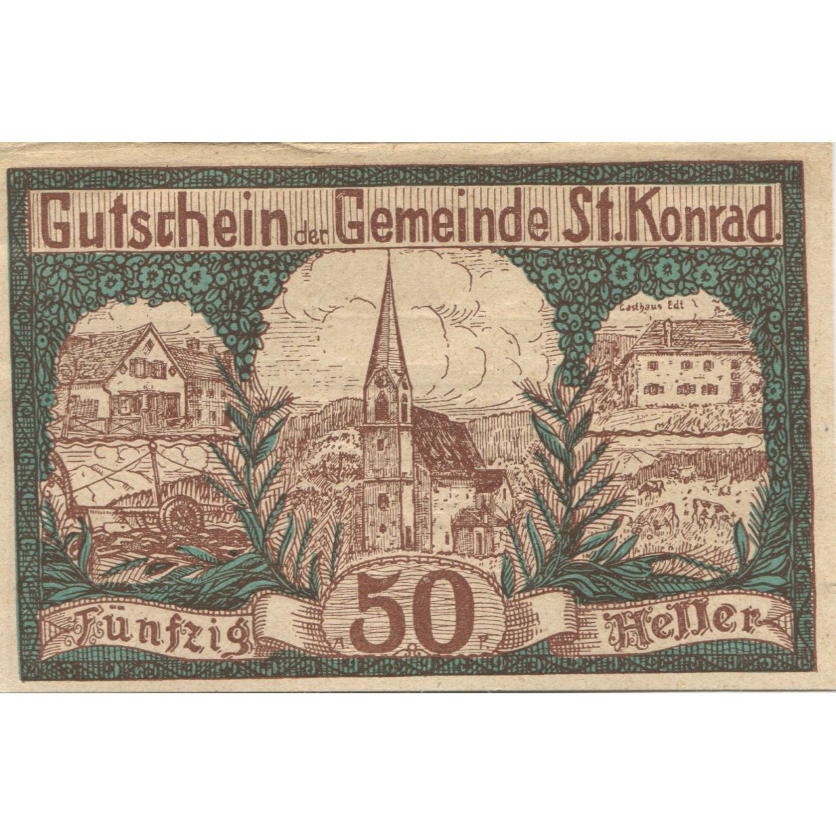 Banknote, Austria, ST KONRAD, 50 Heller, village, 1920, UNC(63), Mehl:FS 899